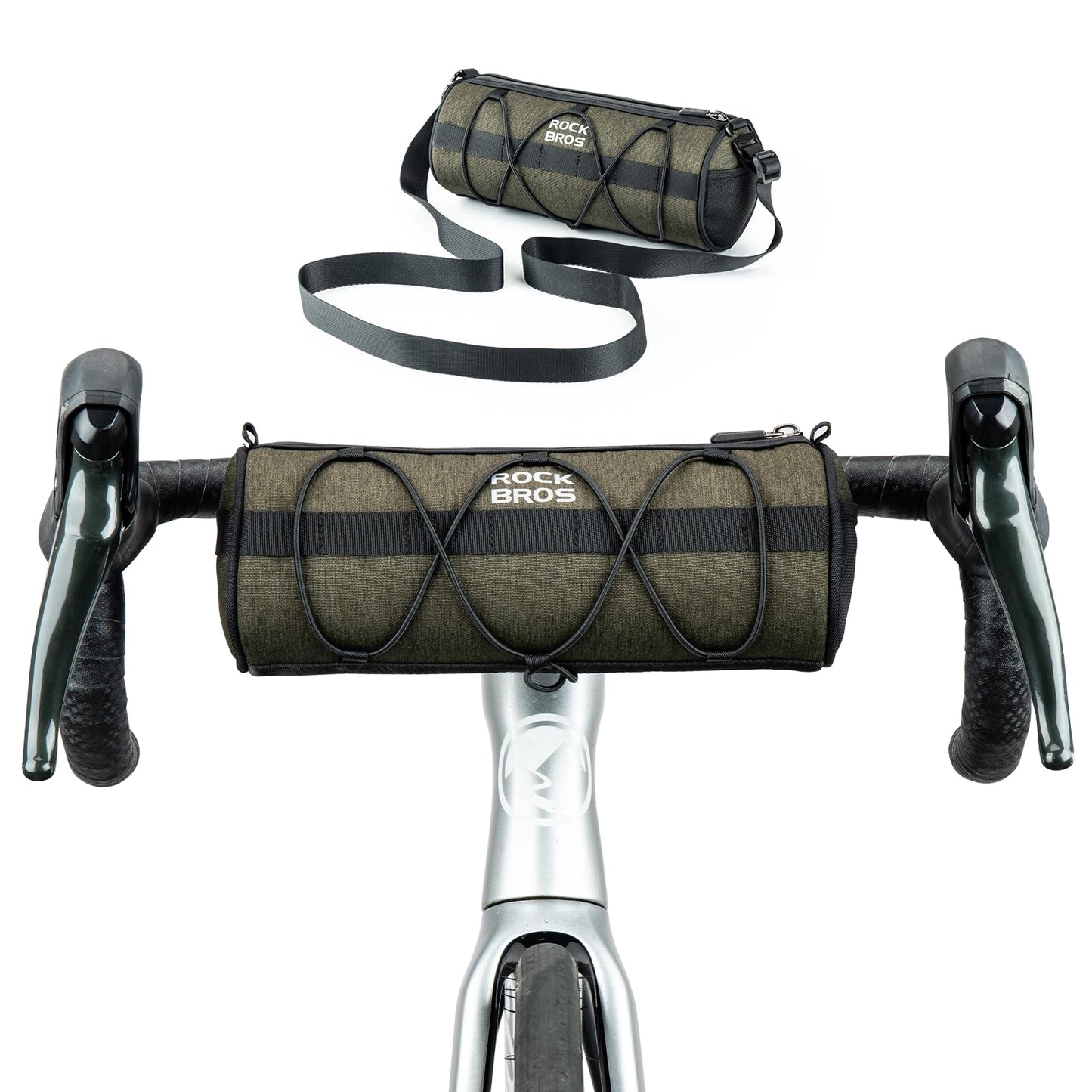 ROCKBROS bike handlebar bag, Multifunctional bike bag handlebar storage bag with shoulder strap for MTB, road bike approx. 2L.