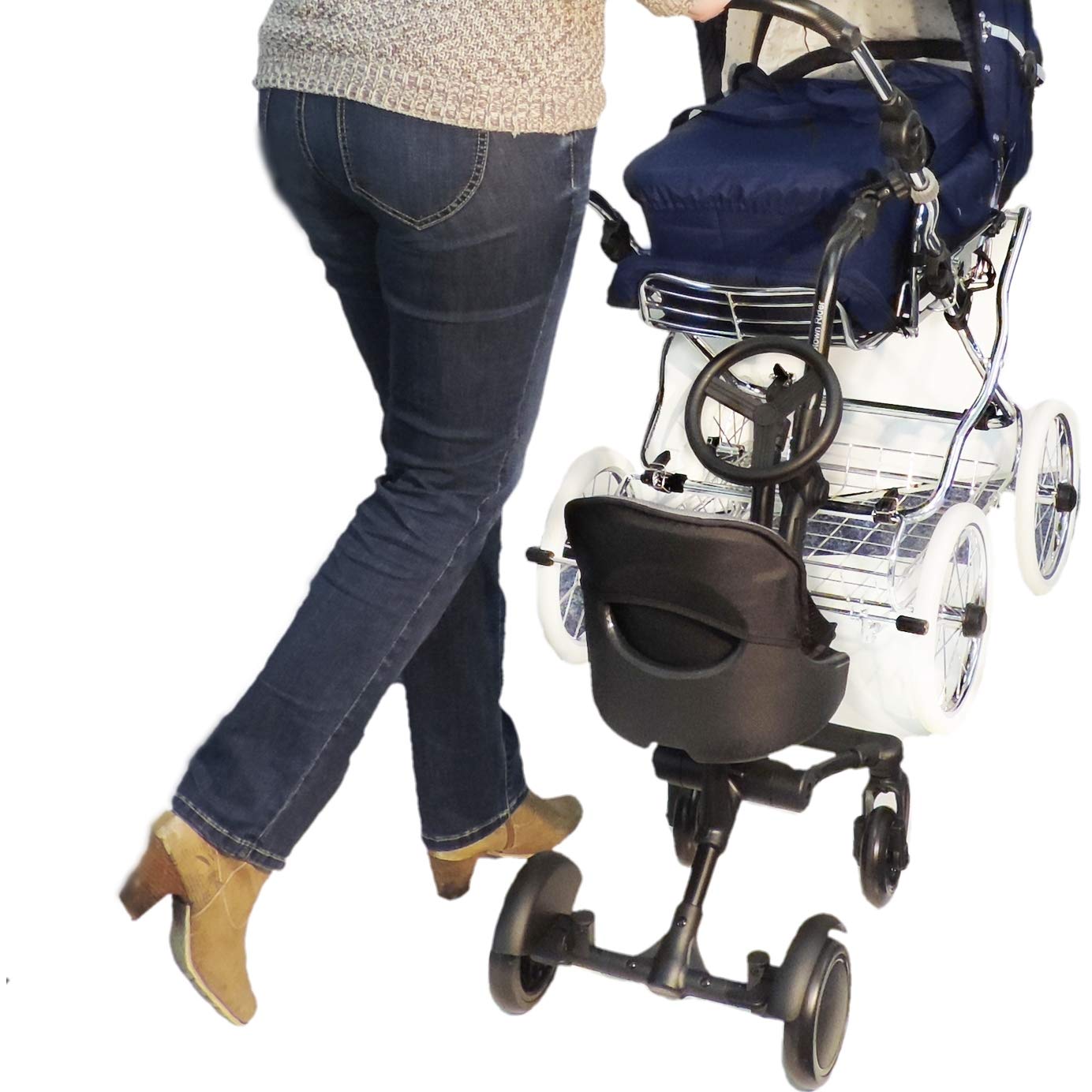 EICHHORN stroller sibling seat Uptown Rider, 20 cm seat area, with side attachment for more legroom.