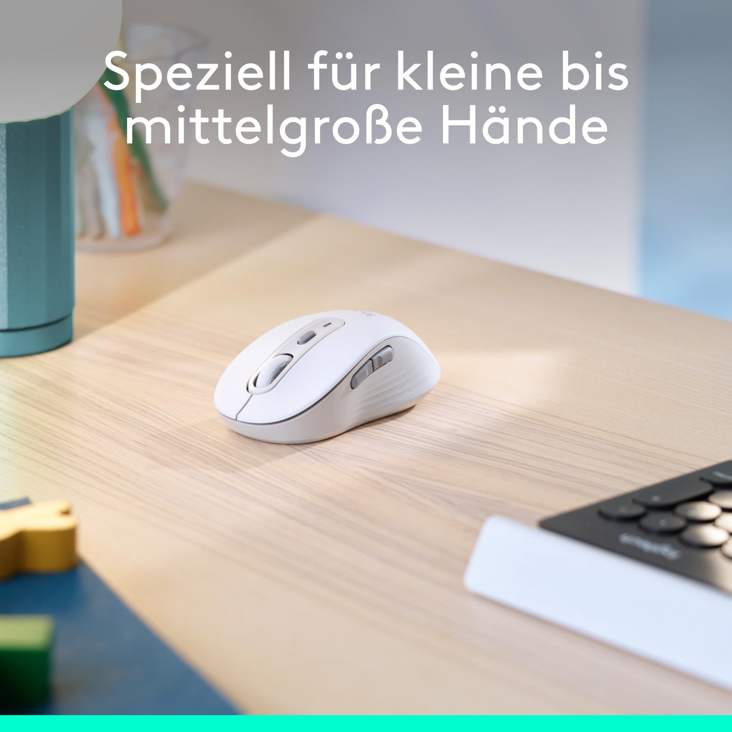 Logitech Signature M650 wireless mouse - for small to medium hands, 2-year battery life, quiet clicks, customizable side buttons, Bluetooth, multi-device compatibility - White