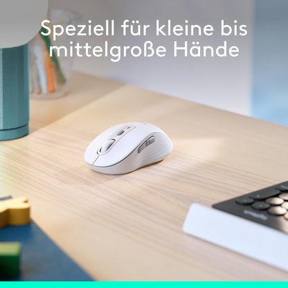Logitech Signature M650 wireless mouse - for small to medium hands, 2-year battery life, quiet clicks, customizable side buttons, Bluetooth, multi-device compatibility - White