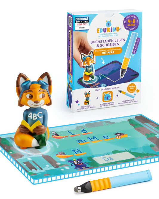 Edurino Starter Kit Mika ABC: Learning & Writing Letters (Level 2) for ages 4+ includes stylus | Recognize uppercase and lowercase letters | Write letters correctly | Hear sounds in words