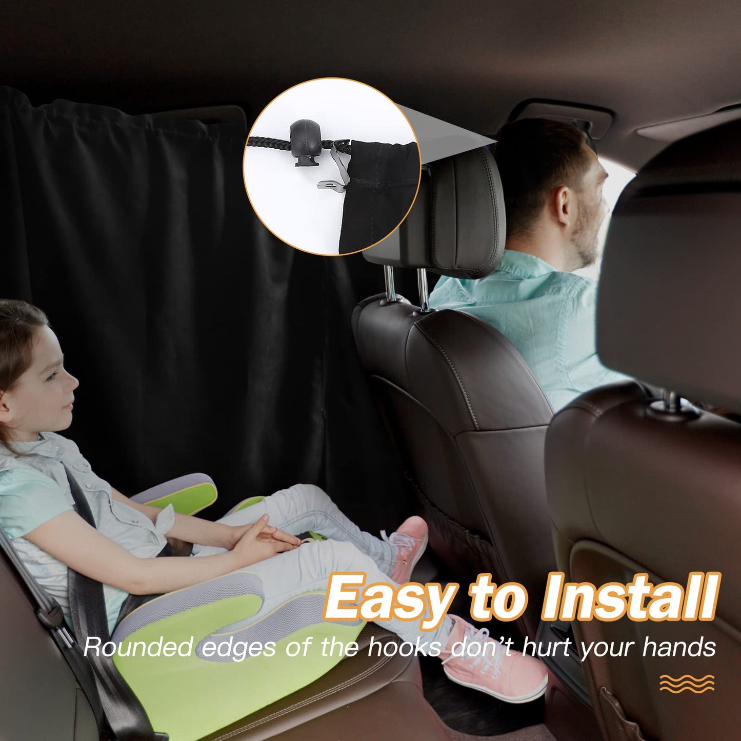 ZATOOTO Car Curtain Interior, Suede Window Blackout Sunshade for Car Front Rear Side Windows, Removable Magnetic Camping Curtain, compatible with automobiles (Black)