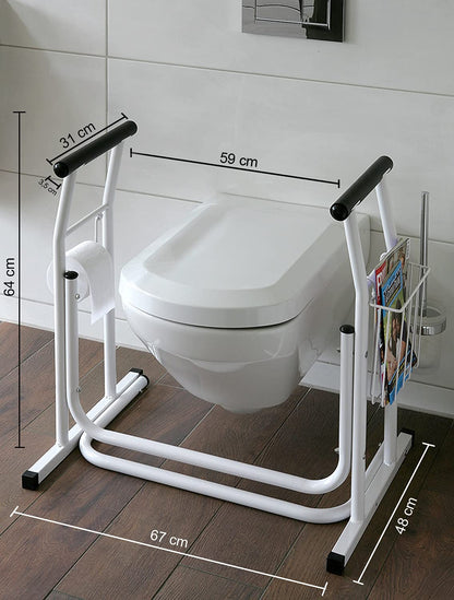 HeRo24 WC riser aid - mobile toilet support frame - handle for bathroom - support rail - grab bar.