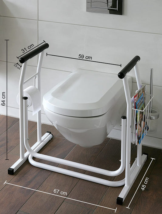 HeRo24 WC riser aid - mobile toilet support frame - handle for bathroom - support rail - grab bar.
