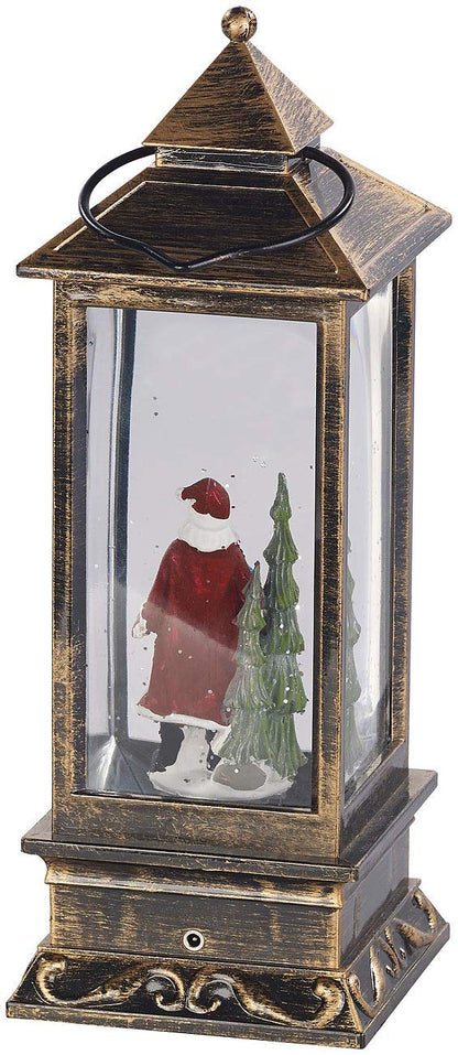 infactory Christmas Lantern: LED lantern with snow swirl and decorative Santa Claus, warm white (lantern Christmas, LED with snowstorm, Christmas ball)