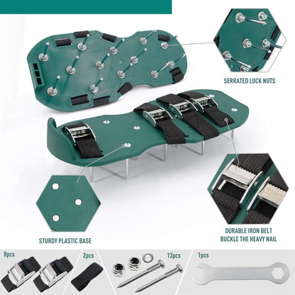 Hortem Lawn Aerator Shoes with 5 Adjustable Straps, Lawn Aerator Shoes Metal, Aerifier Garden Shoes, Universal Size fits Shoes or Boots for Lawn Yard.