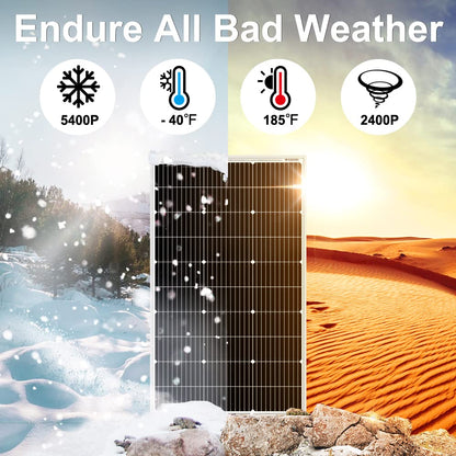 DOKIO 100W 18V monocrystalline solar panel - solar module 100 watt for 12V batteries perfect for RV, camping, garden shed