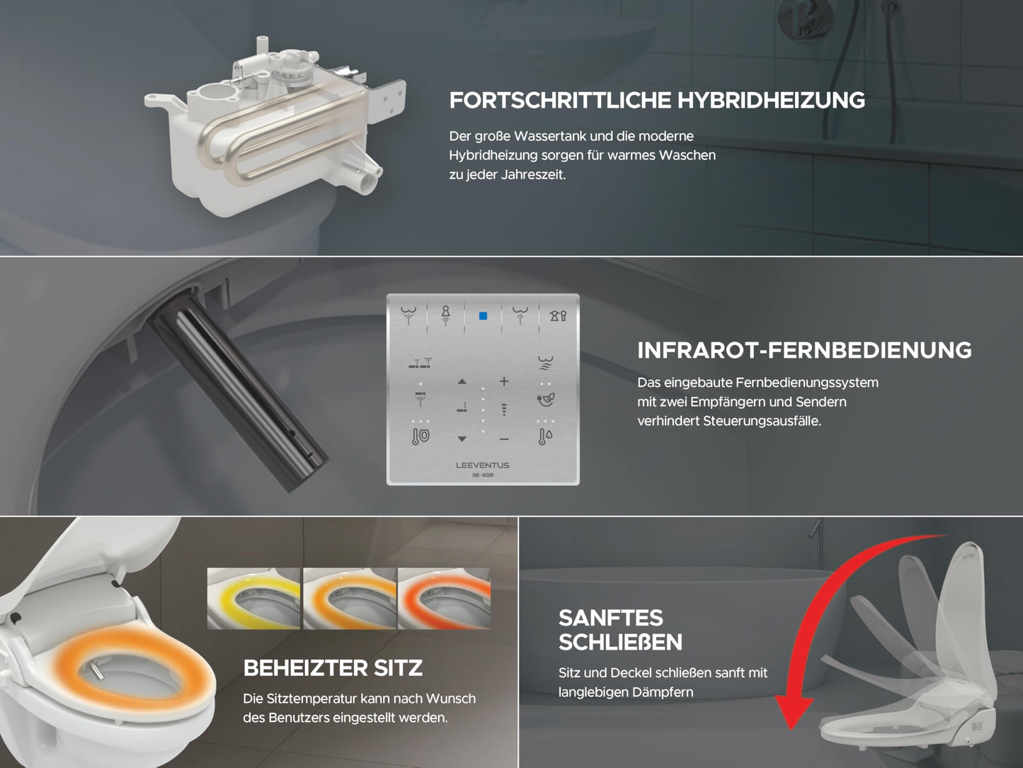 LEEVENTUS - J430R - Long Version - New Model! - Special Offer - With Remote Control - bidet high-quality shower toilet attachment Made in Korea Intimate care electric bidet shower toilet Japan bidet toilet
