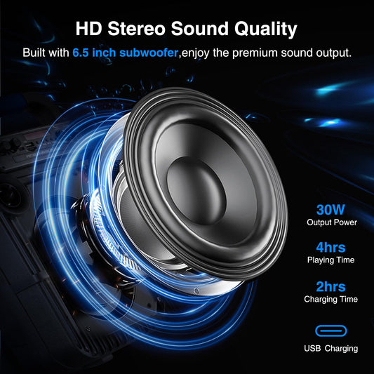 JAMELO Karaoke machine with 2 microphones, Bluetooth speaker with light effects, PA system supports TF card/USB/AUX IN, karaoke machine system for party/meeting/wedding/home KTV gift.
