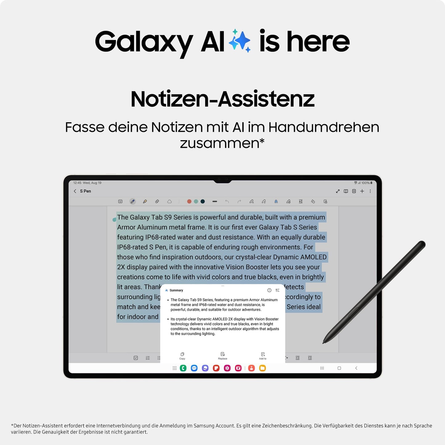 Samsung Galaxy Tab S9 AI-Android tablet, Wi-Fi, 128GB/8GB RAM, MicroSD card slot, includes S Pen, unlocked without contract, Graphite color, includes 36 months manufacturer warranty [Exclusive on Amazon].