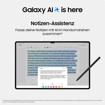 Samsung Galaxy Tab S9 AI-Android tablet, Wi-Fi, 128GB/8GB RAM, MicroSD card slot, includes S Pen, unlocked without contract, Graphite color, includes 36 months manufacturer warranty [Exclusive on Amazon].