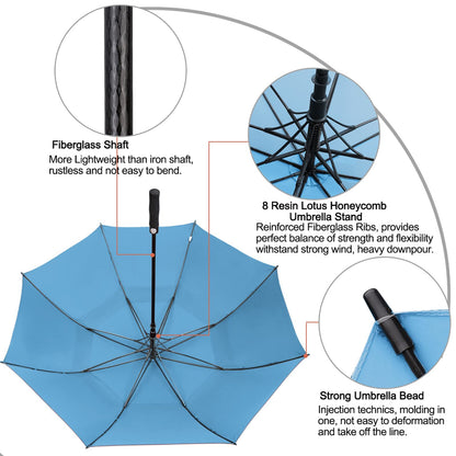 G4Free 62 Inch Large Umbrella Windproof Golf Umbrella Automatic Extra Large for Men Women Double Canopy Ventilated.