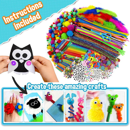 Goodenguy Craft Kit for Kids, 3000+ Pcs Craft Kit Supplies Material Set, Large Craft Box Gifts for Girls Boys 3 4 5 6 7 8 9 10 11 12 Years Old - Light Green