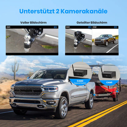 AUTO-VOX Solar Truly Wireless Backup Camera Kit with IR Night Vision, 1080P Wireless Digital Backup Camera with 7" Split-Screen Monitor for Truck, RV, Camper, Trailer, Van, Bus (Solar4)