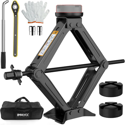 IMAYCC 2.5T Jack, Universal scissor jack for car with rubber pad, Portable jack with lug wrench, Auto emergency kit for SUV MPV, Ideal for maintenance and repair