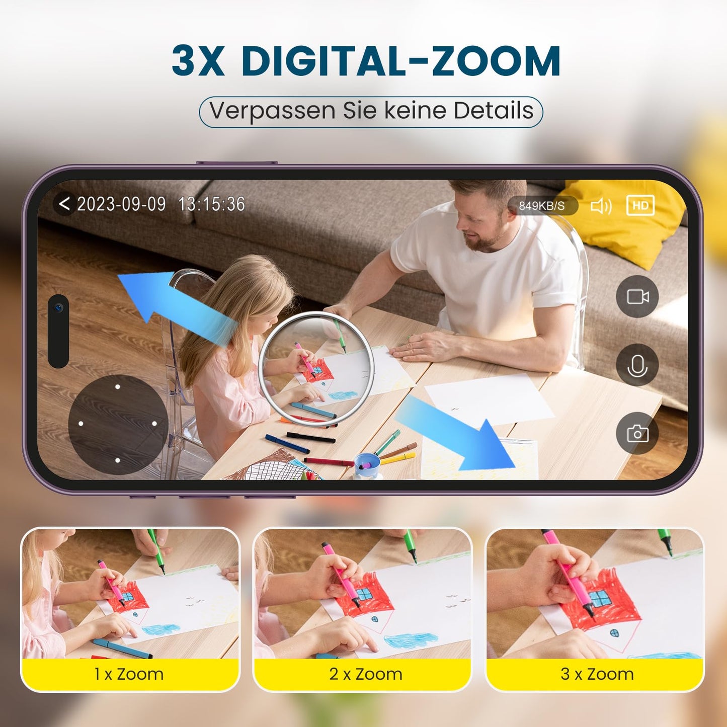 litokam Little elf Home Security Camera, 2K Baby Monitor Camera with motion detection, 360° WiFi indoor surveillance camera with 2-way audio, night vision, pet camera with app, Alexa.