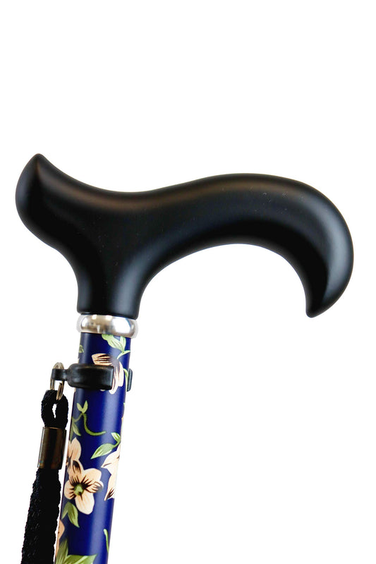 KMINA PRO - Flower design cane for women, elegant walking stick, adjustable height aluminum for men, adjustable, blue.
