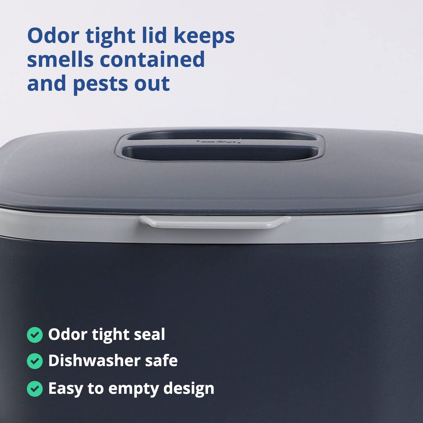 BLUE GINKGO Kitchen Compost Bin with Lid, Handles | Dishwasher Safe | Made in Korea (5 Liter) - Gray