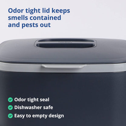 BLUE GINKGO Kitchen Compost Bin with Lid, Handles | Dishwasher Safe | Made in Korea (5 Liter) - Gray