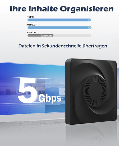 External Blu-ray drive with USB 3.0 and Type-C connectivity. Compatible with Windows, MacOS laptops, and desktops. Perfect for burning CDs/DVDs and playing Blu-ray movies.
