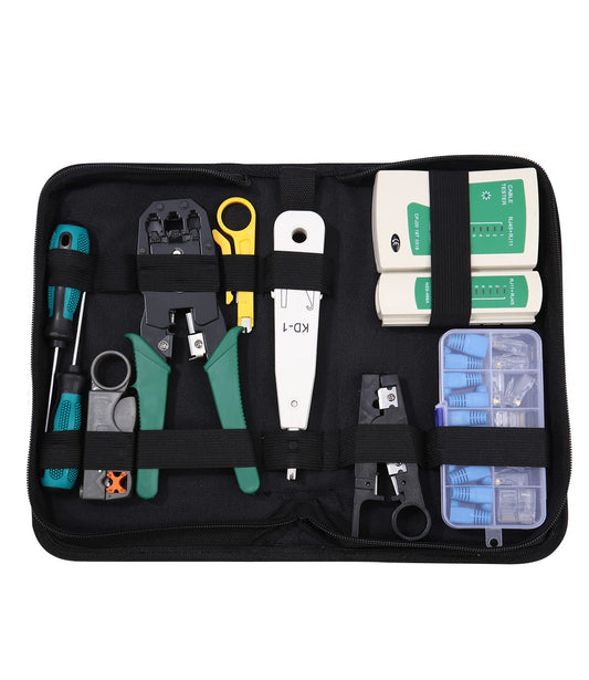 12 in 1 network tool set, network tool, with crimping pliers, suitable for RJ45, RJ11, RJ12 cables, ideal for computer maintenance, LAN cable testing, hole cable testing.