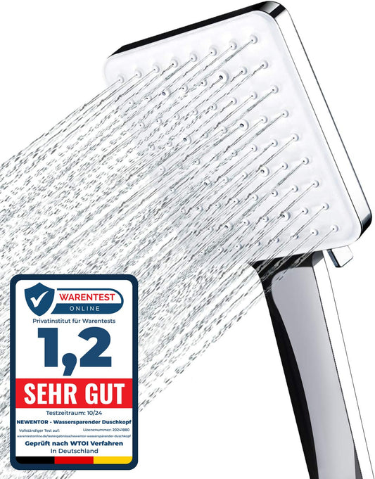 Newentor Shower Head, Handheld Shower Head Large, Water-saving Shower Head High Pressure, XXL Shower Head with 6 Spray Patterns (without hose)