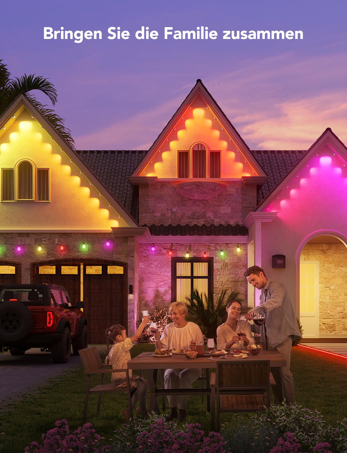 Govee Permanent RGBIC Outdoor Lighting with 72 Scene Modes, 45m with 108 LED Soffit Lights, IP67 Waterproof, for Party, Game Day, Daily Lighting, Works with Alexa, Google Assistant.