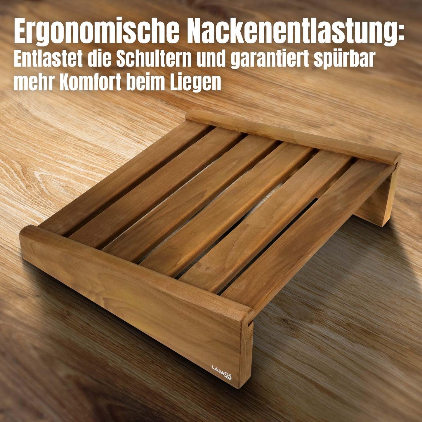 LaJa26 sauna headrest Thermo FSC aspen wood - ideal for neck and shoulders - durable - ergonomic - relaxing and long-lasting - can also be used as a back or footrest - handmade in Europe