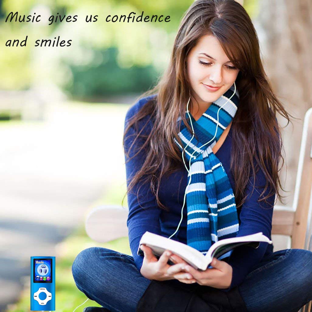 32GB Bluetooth MP3 player, Tabmart MP4 music player support audio player, media player, FM radio, e-books with long battery life, 1.81-inch color display. Blue music player.