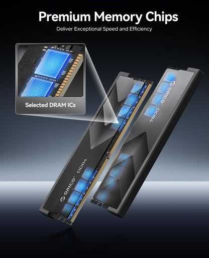 ORICO Raceline Racer DDR4 RAM 32GB (2x16GB) 3200MHz CL16, XMP 2.0 Overclocking, 1.35V UDIMM Desktop Memory, Compatible with Intel & AMD, High Performance Gaming Desktop Memory - Black H400