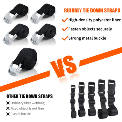 Ratchet tie-down straps, 2M, 5M, and 10M luggage carrier strap, Black fastening strap, Adjustable webbing straps with cam buckle for car, bicycle, hand truck, motorcycle, luggage, camping