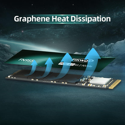 Fikwot FN955 2TB M.2 PCIe Gen4 Internal Solid State Drive with Graphene Thermal Conductive Adhesive - Up to 7350 MB/s, Dynamic SLC Cache, Compatible with laptops and PC desktops.