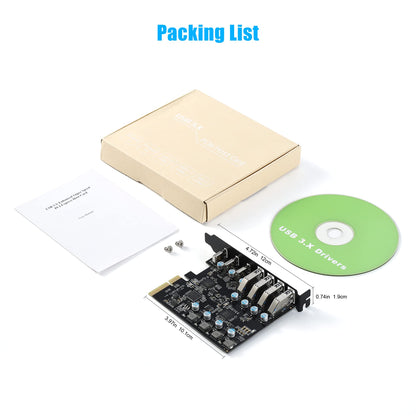 PCIe USB 3.2 Gen 2 card with 7 ports (4A + 3C), 10Gbps PCIe USB 3.2 card internal for desktop PC.