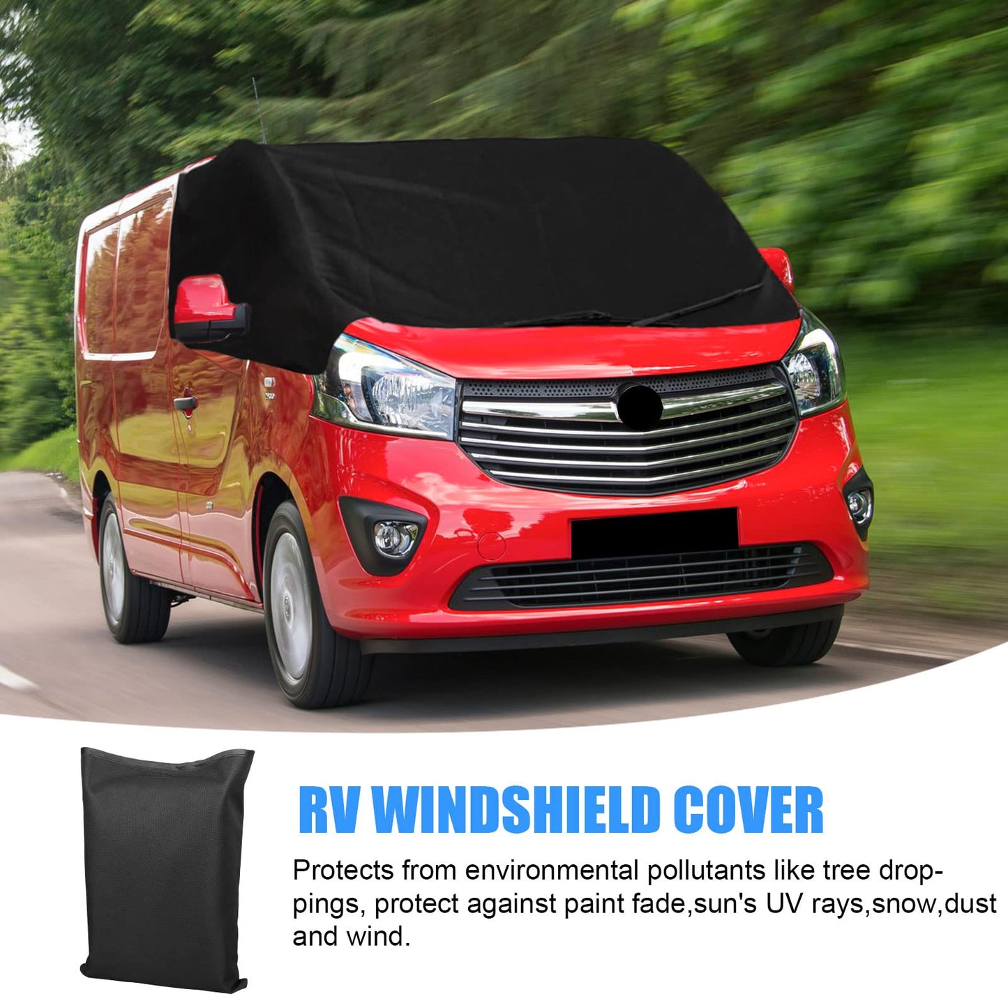 Opaltool Front Windshield Wrap Cover for Opel Vivaro FIAT Talento Nissan NV300 Primastar 2014-2019, Luxury 600D Car Windshield Cover, Windshield Sunshade Front Windshield Cover