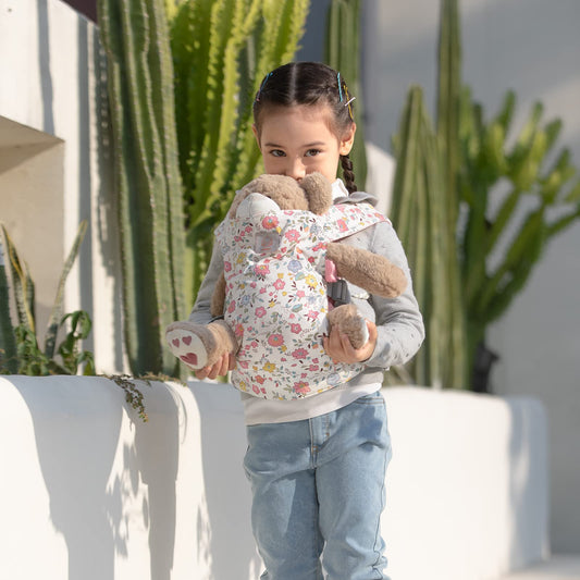 GAGAKU doll carrier for kids, doll front carrier, doll backpack, doll accessory with adjustable straps - Pink - Flower