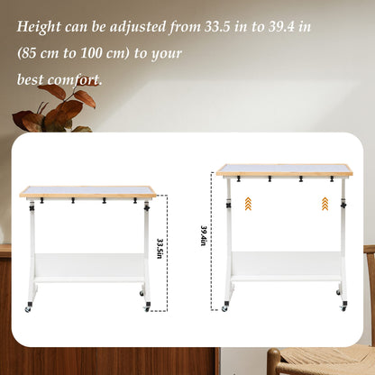 Tektalk puzzle table with angle and height adjustment, puzzle board with cover, tiltable puzzle easel with table legs, enclosed with 4 rolling wheels, for up to 1500 pieces of puzzles.