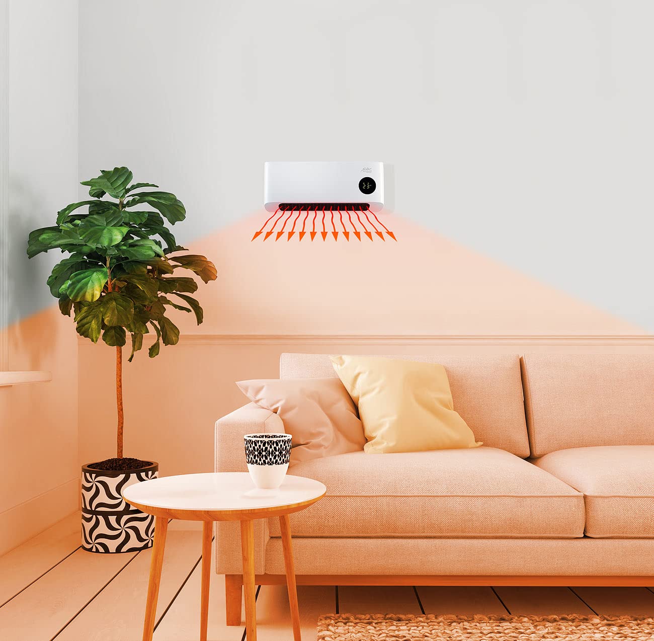 Sichler household appliances heating: WiFi ceramic wall heater, LED display, remote control, 2,000 W, app (bathroom quick heater, WiFi heater, tablet holder)