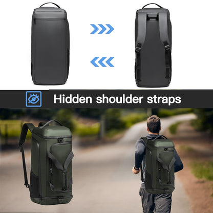 Men's duffel bag with shoe compartment, wet pocket, and water-resistant material. 40L capacity, perfect for gym, travel, or weekend trips. Suitable for both men and women. (Dark green)