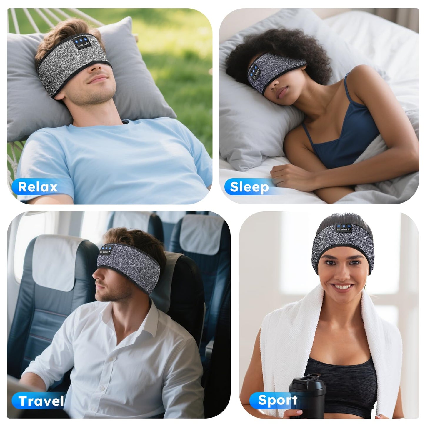 LC-dolida Sleep Headphone Bluetooth Headband Headphones for Sleeping, Sports Headphones Sleep Headphones Music Headband for Sports, Jogging, Yoga, Travel, Gaming
