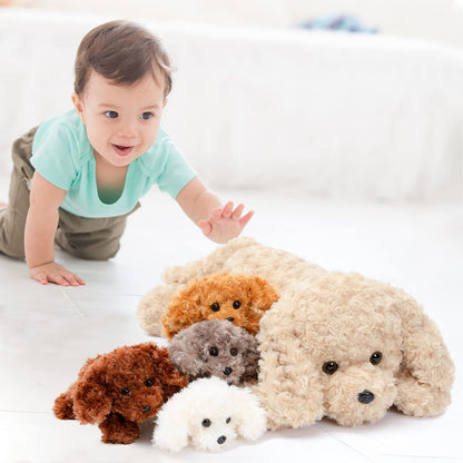 MorisMos XXL dog plush toy with 4 babies in the belly, large dog stuffed animal cuddly toy, giant dog pillow toy gift