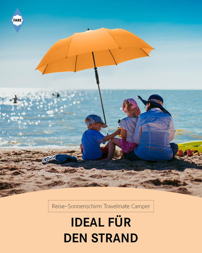 FARE Travel Sun Umbrella Travelmate Camper - Lightweight & Compact, UV Protection UPF50+, Ideal for Travel, Beach, Outdoor & Camping - Can also be used as a rain umbrella.