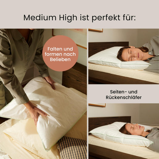 FOSSFLAKES Nordic Sleep Pillow Medium High - Comfort pillow for side sleepers, neck support pillow, and cuddle pillow (40 x 80 cm)