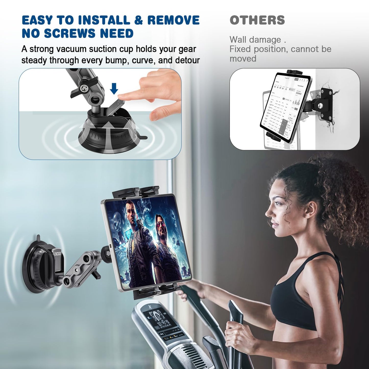 Asaiy Tablet Holder for Car, iPad Holder for Car, 360° Rotatable, Stable and Washable TPU Suction Cup, Windshield and Dashboard Universal, Car Mount for iPhone, Galaxy, 4.7-12.9" Tablets & Phones