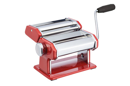 KitchenCraft World of Flavours Stainless Steel Pasta Machine with Gift Box - Red Pasta Maker.