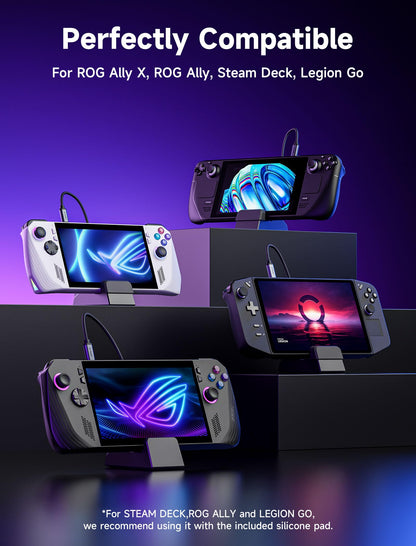 JSAUX 6-in-1 Docking Station Compatible with ROG Ally X/ROG Ally/Steam Deck/Legion Go/Legion Go S, with HDMI 4K@120Hz, Gigabit Ethernet, USB A & USB C 3.0, and 100W PD Charging - HB0609 Black