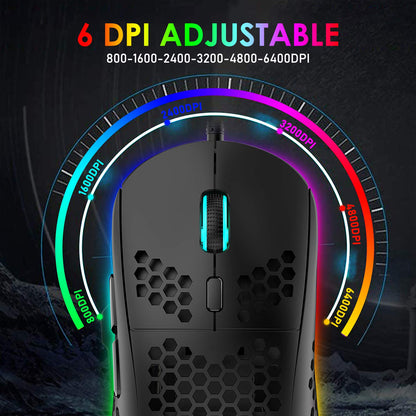 Gaming keyboard and mouse, 88-key USB keyboard with rainbow backlit + programmable ultralight gaming mouse with 6400 DPI for computer PC PS4 PS5 laptop Mac (black)