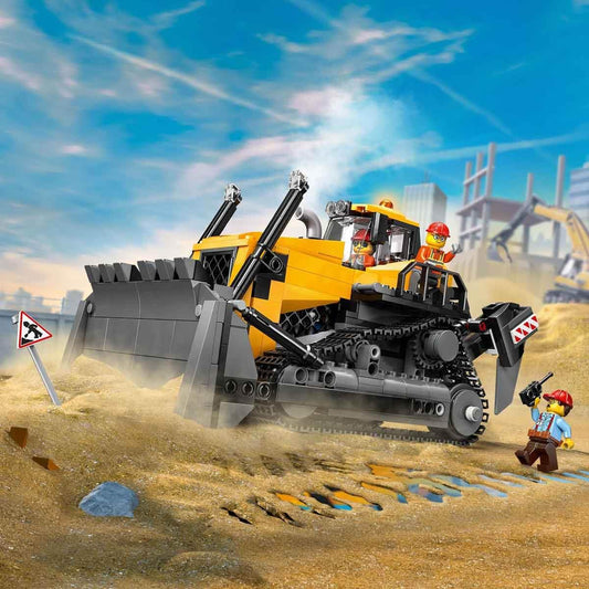 LEGO City Yellow Bulldozer Set - Toy construction site, BUILD and playset - realistic construction vehicle with driver and 2 construction workers - gift idea for kids aged 8 and up - 60466