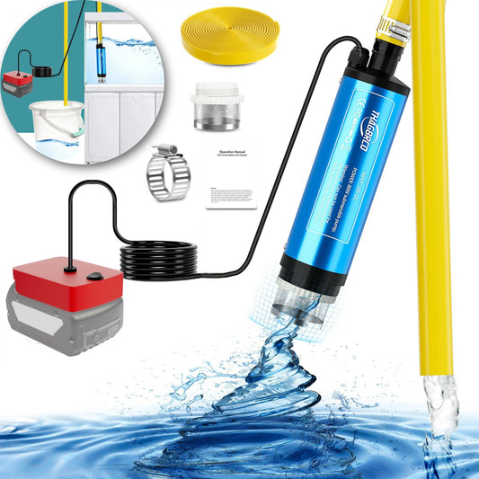 400GPH small submersible pump for Bosch 18V GBA, 20V DC portable liquid pump with 8ft cable, water flow 30L/min, max lift 10ft, 80W transfer pump for garden home farm ranch (no battery).