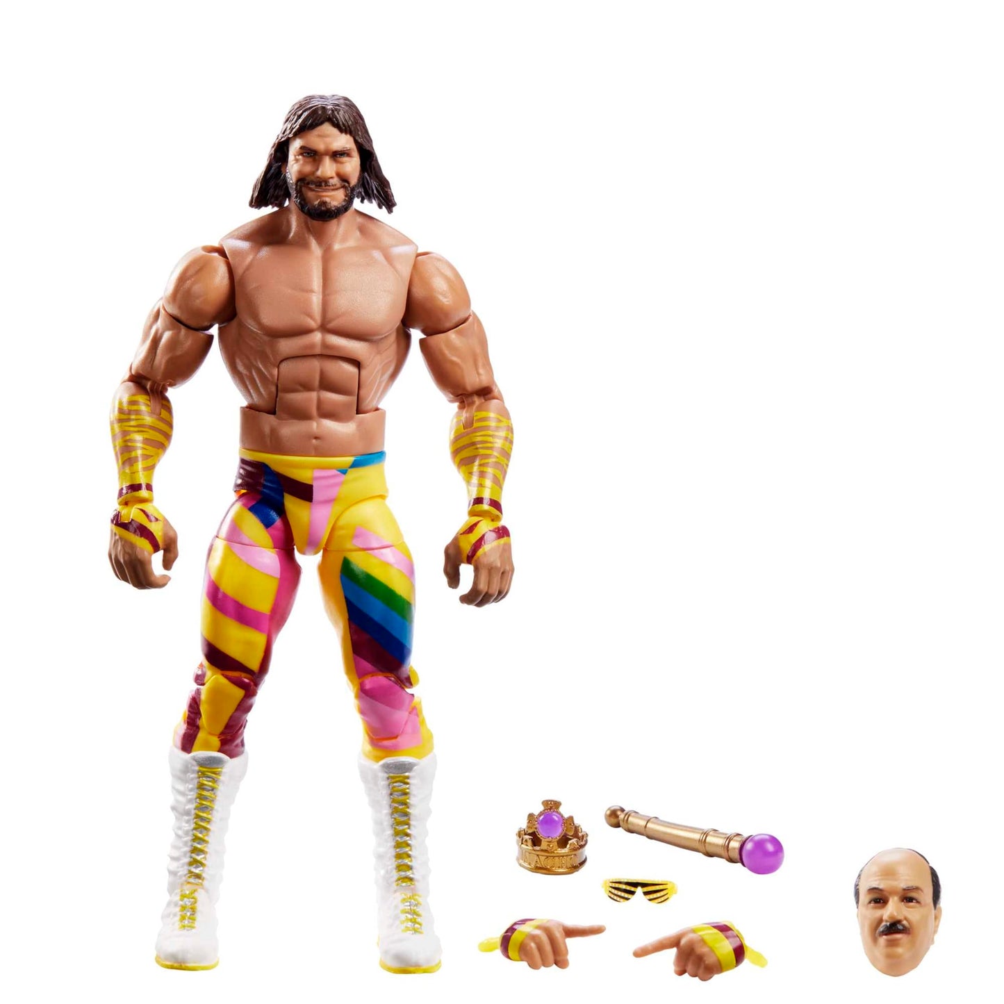 WWE HKP10 - Elite WrestleMania "Macho King" Randy Savage action figure, poseable WWE collector's item with accessories, toy gift for kids and fans ages 8 and up.
