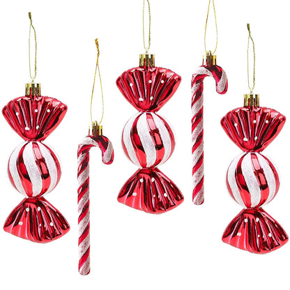 18 candy canes Christmas decor Christmas ornaments Candy canes decor Glitter Christmas tree decorations Red & White Cute Christmas charms Tree decorations